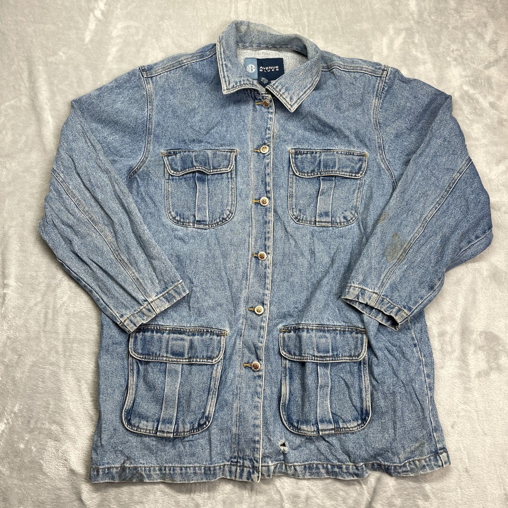 Avenue Blues Denim Chore Barn Jacket Girls‎ 18/20 Blue Medium Wash Button Front